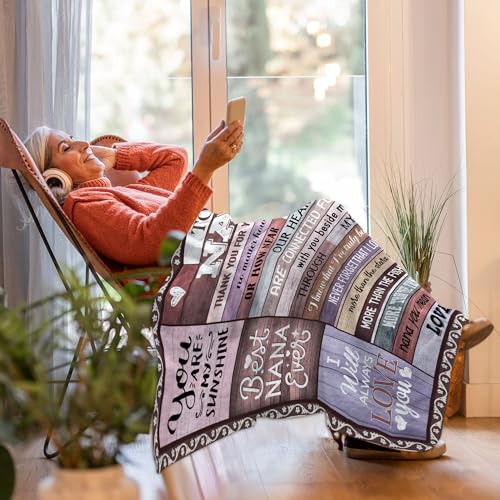 60x80 Inch Nana Gifts Blanket for Grandma - Best Nana Ever Gift from Grandkids