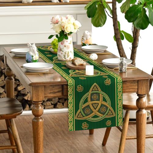 St. Patrick's Day Table Runner - 13x72 Inch Shamrock Decor