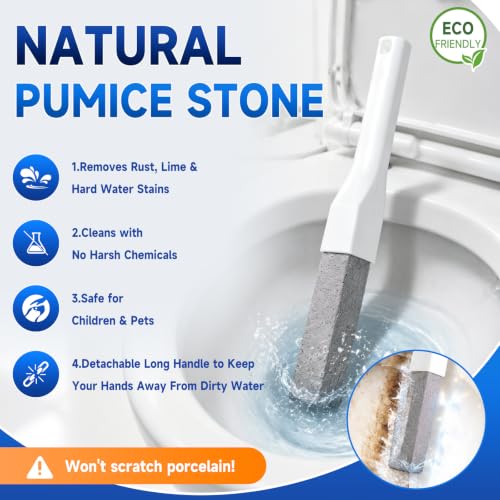 Pumice Stone Toilet Bowl Cleaner - 8 Pack with 2 Handles