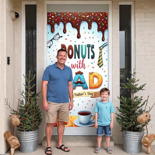 Happy Father's Day Donuts with Dad Door Banner - 71 x 35 Inch