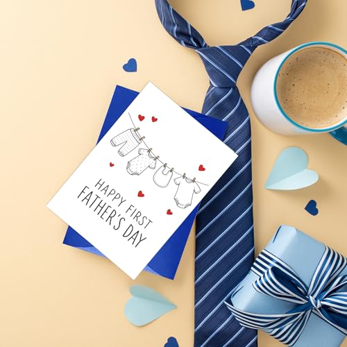 First Father's Day Card for New Dad with Envelope - Cute Design