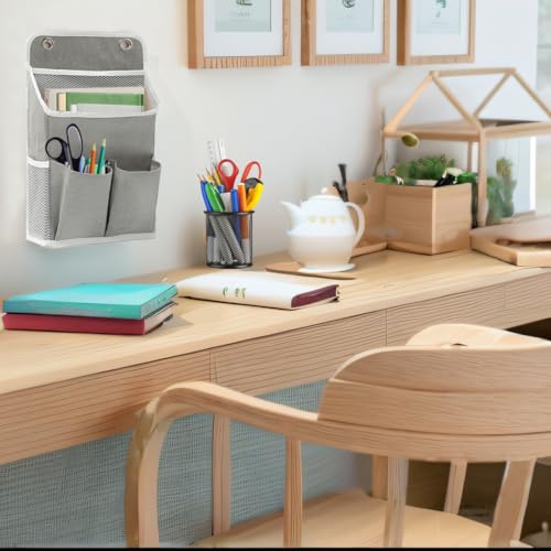 Hanging Wall Organizer with Pockets for Home & Office - Grey