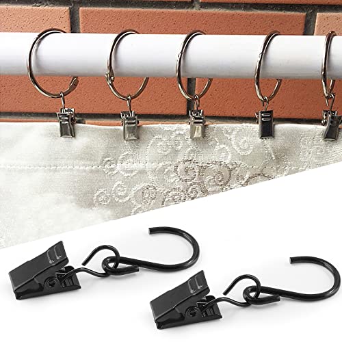 Litoexpe 50 Black S Hooks Clips for Curtains & Party Lights