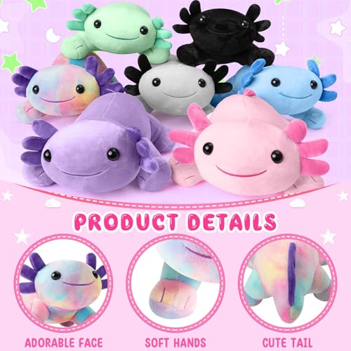 DYBFONO Multicolored Axolotl Plush Toy, 10.8” Soft Stuffed Animal Pillow