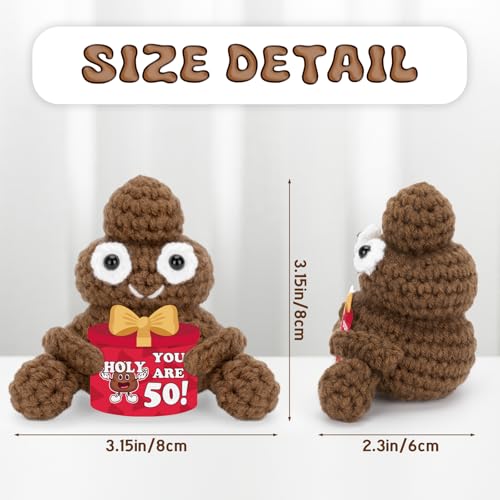 50th Birthday Positive Poo Doll - Funny Crochet Gift for Men & Women