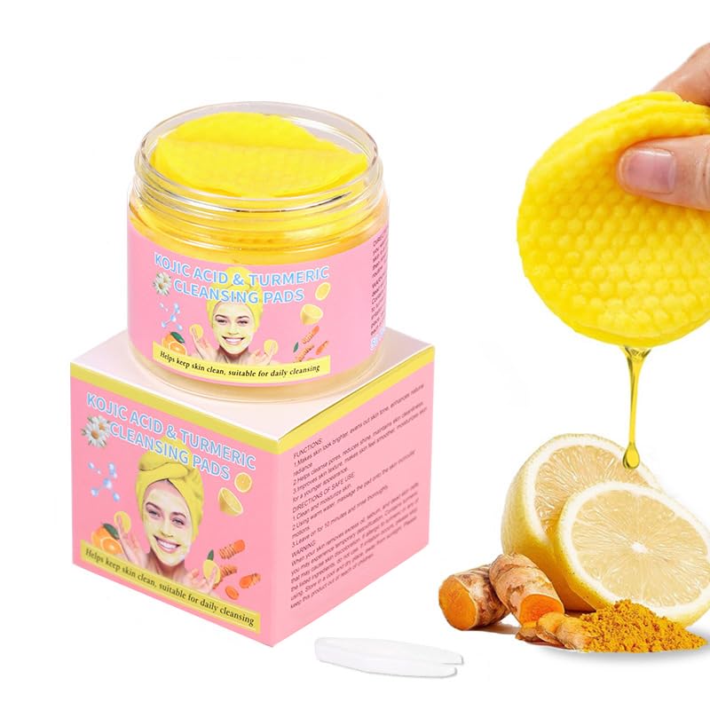 Mustio Turmeric Kojic Acid Cleansing Pads - Dark Spot Corrector & Exfoliating Face Pads 50pcs