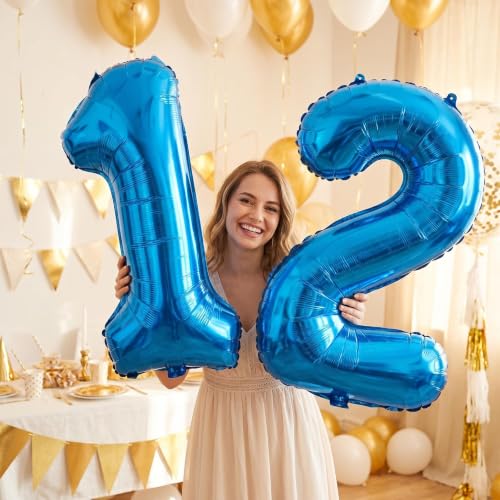32 Inch Blue Foil Helium Number Balloon for Birthday & Wedding