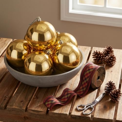8-Inch Shiny Gold Christmas Ball Ornament - Shatterproof, UV Resistant, Easy Hang Variation of THIS listing