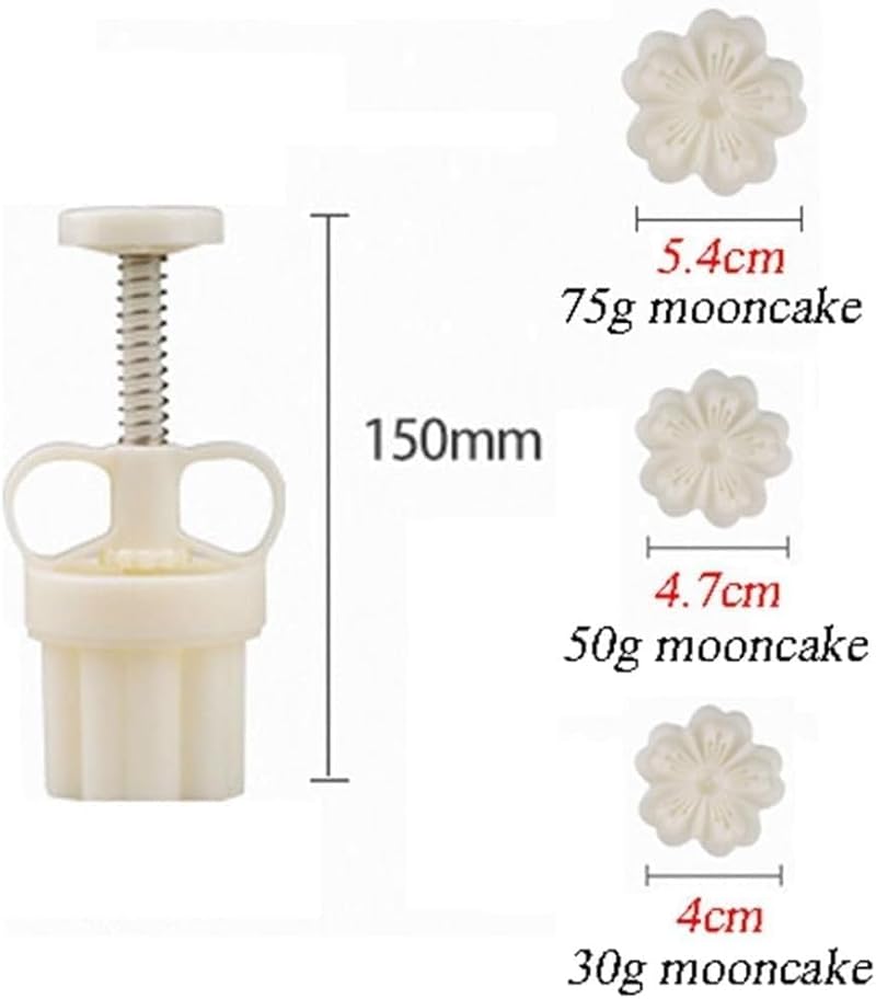Cherry Blossom Mooncake Mold - 6 Petal Hand Press Baking Tool, 30g