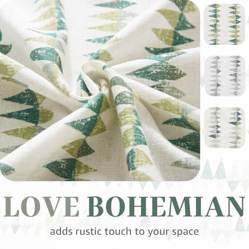 jinchan Sage Green Tribal Linen Kitchen Tier Curtains, 26x24 Inch 2 Panels