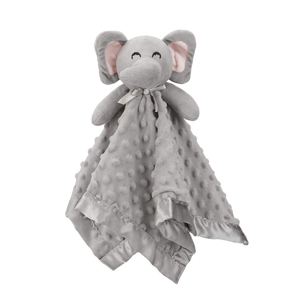 Pro Goleem Grey Elephant Security Blanket - Soft Minky & Satin Baby Blanket for Comfort