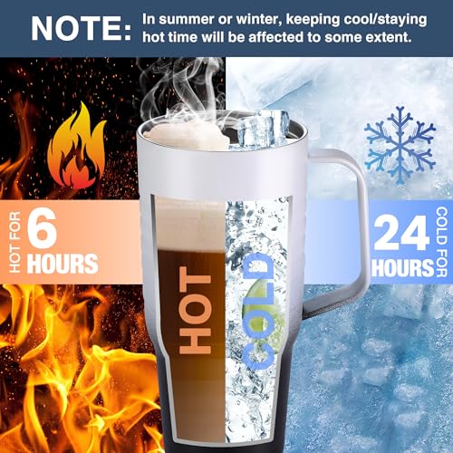 HAUSHOF 24 oz Travel Mug with Stainless Steel Handle - Leakproof Insulated Coffee Mug
