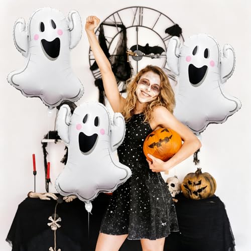 3PCS Ghost Foil Balloons for Halloween Party Decor
