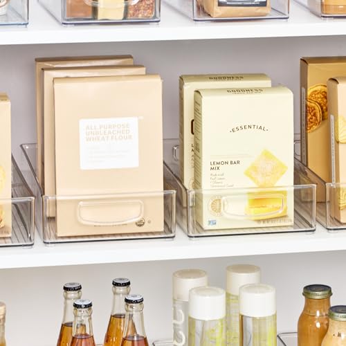 Extra Long Clear Plastic Pantry Organizers - 4-Pack Storage Bins