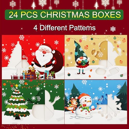 White Christmas Cookie Boxes with Window - 24 Pack, 8.75x6.25x2.75 Inch Bakery Gift Boxes