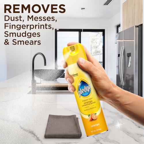 Pledge Orange Enhancing Polish Spray, 9.7oz (Pack of 3) - Wood & Furniture Cleaner