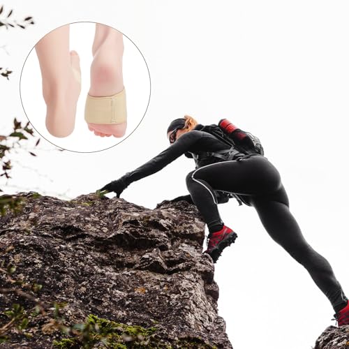 2 Pairs Arch Support Sleeves, Elastic Foot Compression Sleeve Flat Arches Support Bands Copper Foot Arch Supports Universal Size Foot Wrap Plantar Brace Compression Bands for Women Men