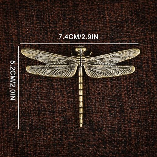 Brass Dragonfly Statues - 2pcs Decorative Animal Figurines