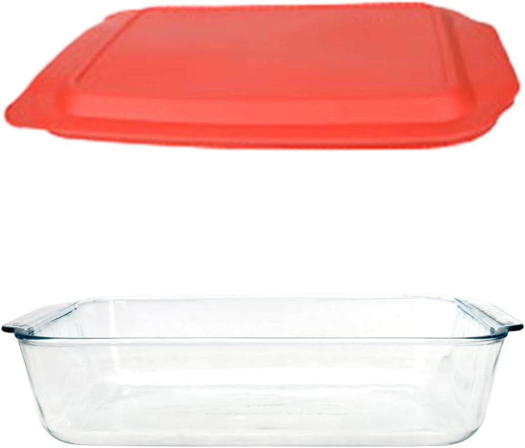 Pyrex 5 Qt Glass Baking Dish with Red Lid - Ideal for Cakes, Casseroles & Lasagna | Made in the USA