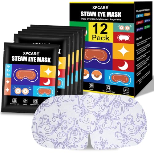 XPCARE 12 Pack Disposable Self-Heating Steam Eye Mask Unscented