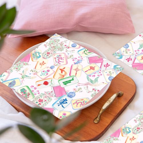 Pink Mahjong Cocktail Napkins - 50 Disposable Party Supplies