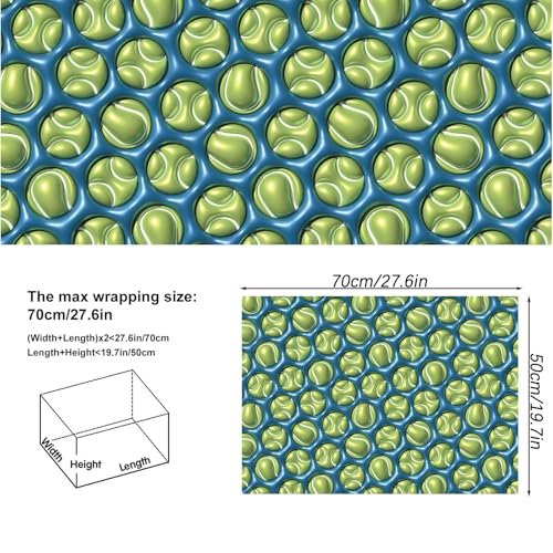 Tennis Wrapping Paper 3D Effect Design Gift Wrap Sheets - 20x28 Inch 6 Pack