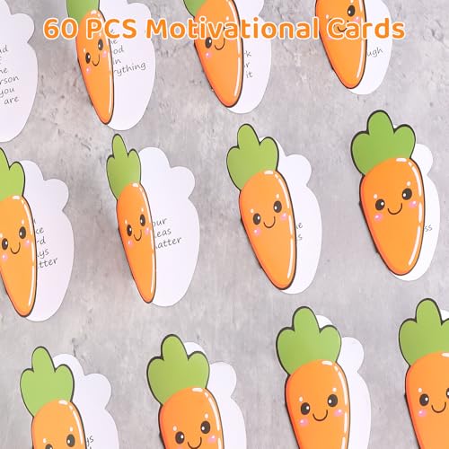 60 PCS Carrot Affirmation Cards Gift Set for Emotional Support