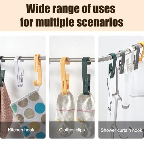 Heavy Duty Laundry Hooks with Clips - 6Pcs Light Purple Organizer