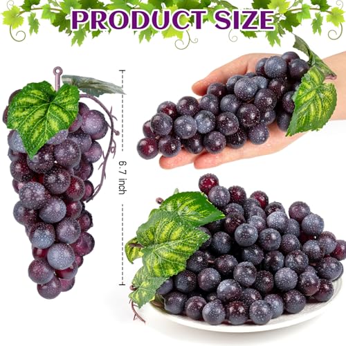 4pcs Artificial Plastic Purple Grapes - Lifelike Decor