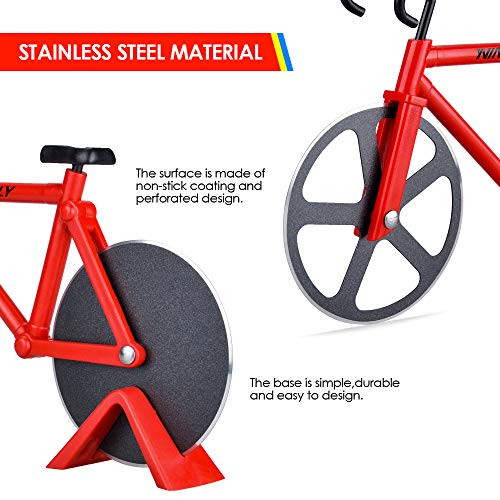 Ninonly Bicycle Pizza Cutter | Stainless Steel Slicer with Stand
