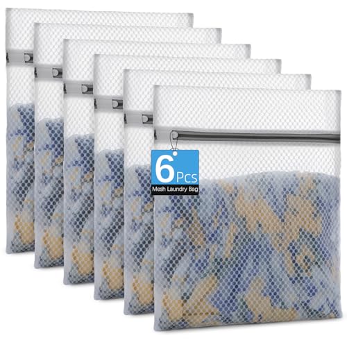 Tocode Honeycomb Mesh Laundry Bags - 12x16 Inch Medium Wash Bags (6 Pack)