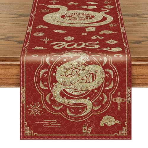 Year of the Snake 2025 Chinese Table Runner - 13x72 inches