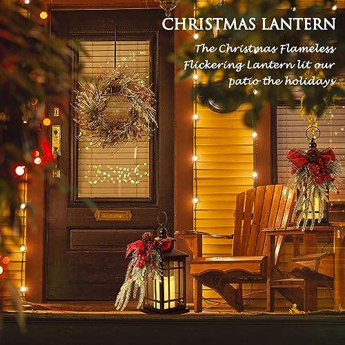 Red Christmas Hanging Lantern with Candles - Holiday Decor