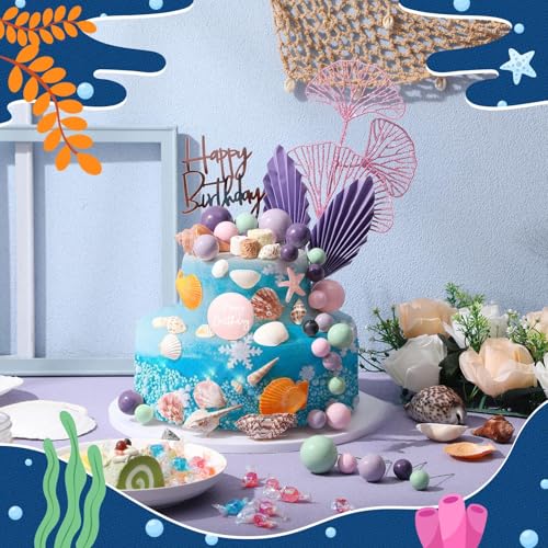 Teenyyou Boho Cake Topper Set with Ball and Palm Leaves for Birthday