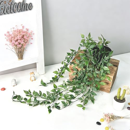 Artificial Hanging Datura Vine Plants - 2 Pcs Small Potted Decor