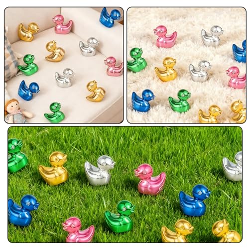 100 Mini Resin Ducks - Vibrant Electroplated Figurines for Decor