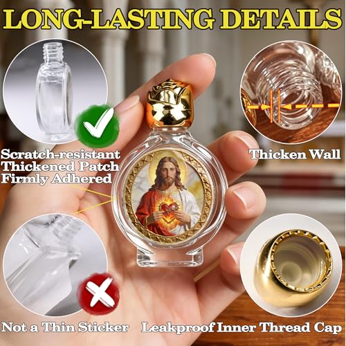 Zivosely 2-Pack Glass Holy Water Bottles with Sacred Icon Prints