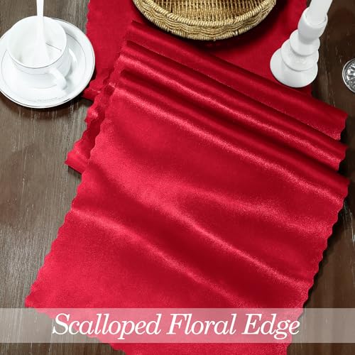 Red Satin Table Runner 12 x 72 Inch - 6 Pack, Elegant Formal Dining Decor