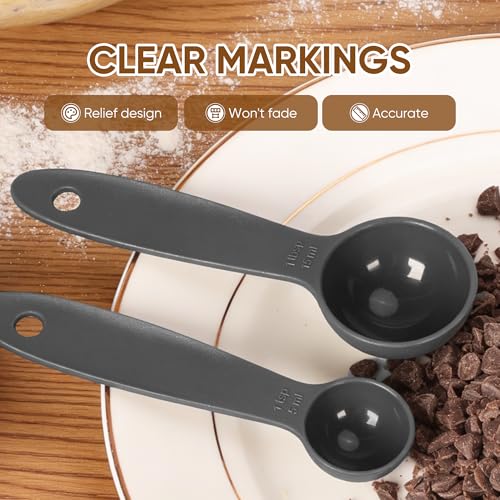 ELASO 11-Piece Measuring Cups and Spoons Set with V-Spout - Gray