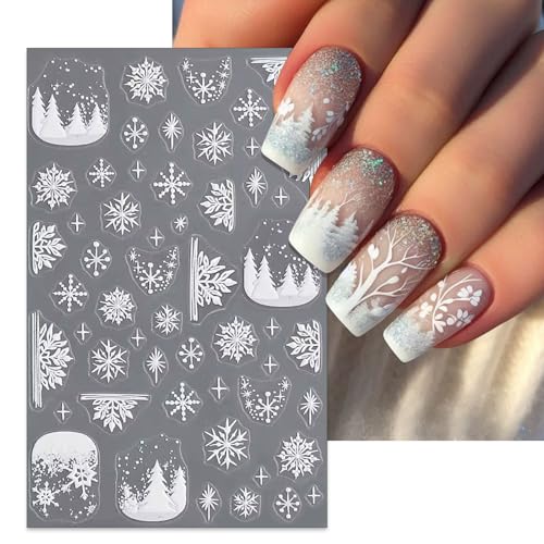 IDDFEVE Large Snowflake Nail Stickers - 4 Sheets Self-Adhesive Winter Decals