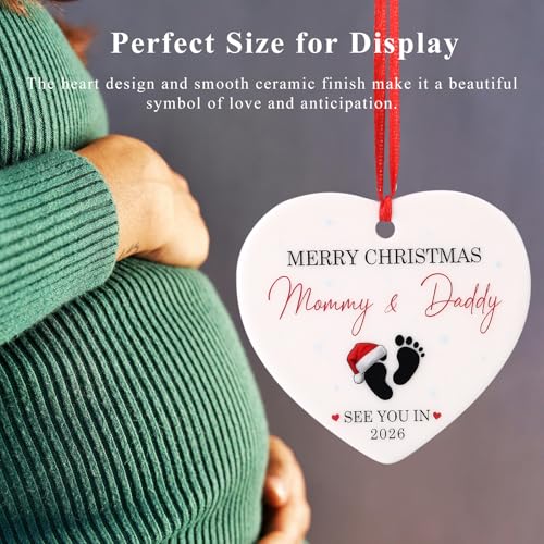 Baby's First Christmas Ornament 2025 - Heart-Shaped Ceramic Keepsake