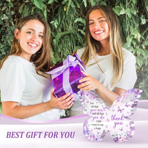 Glydein Purple Butterfly Acrylic Thank You Plaque - Appreciation Gift