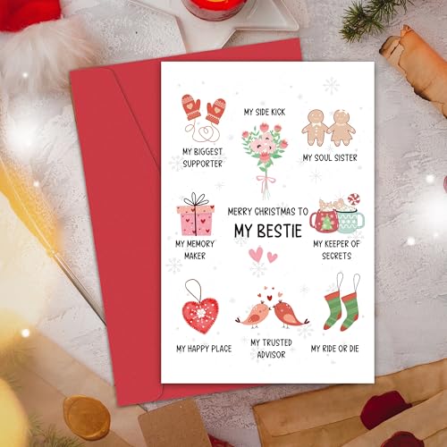 Cute Christmas Card for Bestie - Heartfelt Holiday Greeting