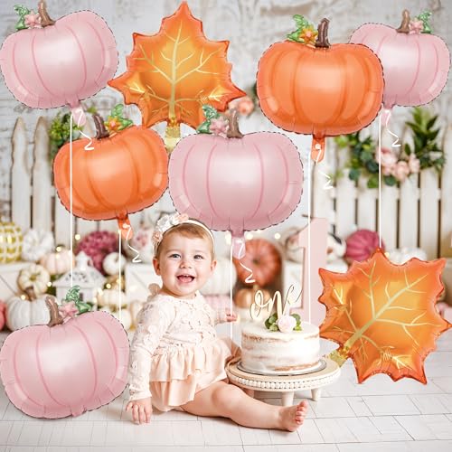 Pumpkin Foil Balloon Set, 21-Inch Fall Decor for Baby Shower & Birthday