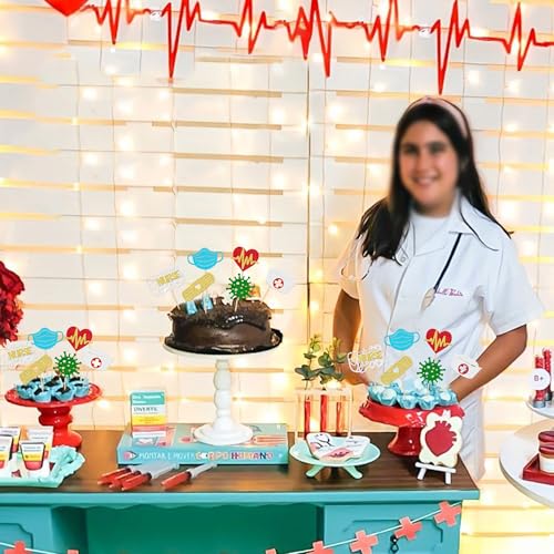 30 PCS Glitter Nurse Cupcake Toppers for Graduation & Parties
