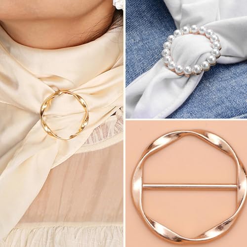 4PCS Scarf Ring Clips for Women - Button Covers & Shirt Tighteners