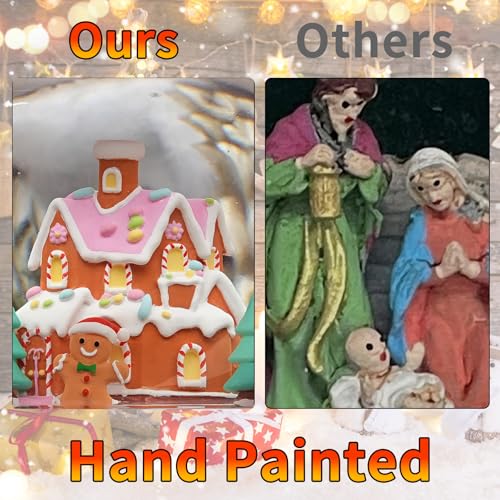 Pink Lantern Musical Snow Globe with Gingerbread House & Man - Christmas Decor - Ty- Gingerbread House