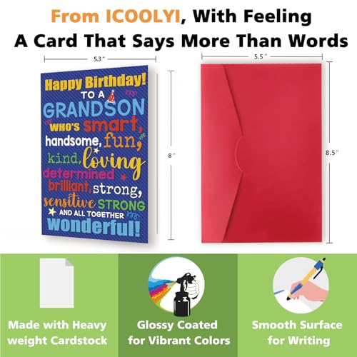 Grandson Birthday Card from Grandparents - Colorful Design