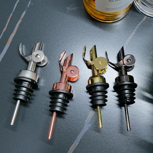 TERESRY Stainless Steel Oil Dispenser Spout - Auto-Open Pourer, 2 Pack Golden