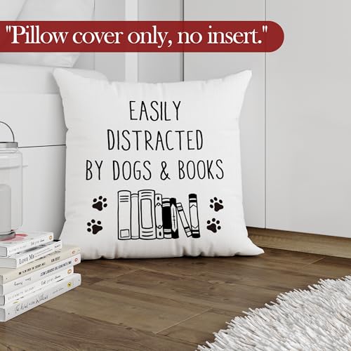 Funny Dog Book Throw Pillow Cover - 18x18 Decorative Cushion
